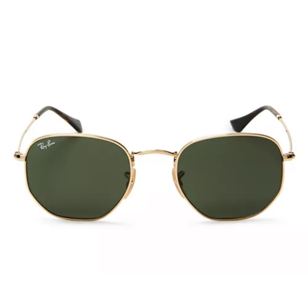 Ray-Ban Hexagonal Gold and Green Sunglasses